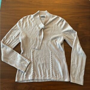 Jil Sander cashmere champagne tie sweater with tie